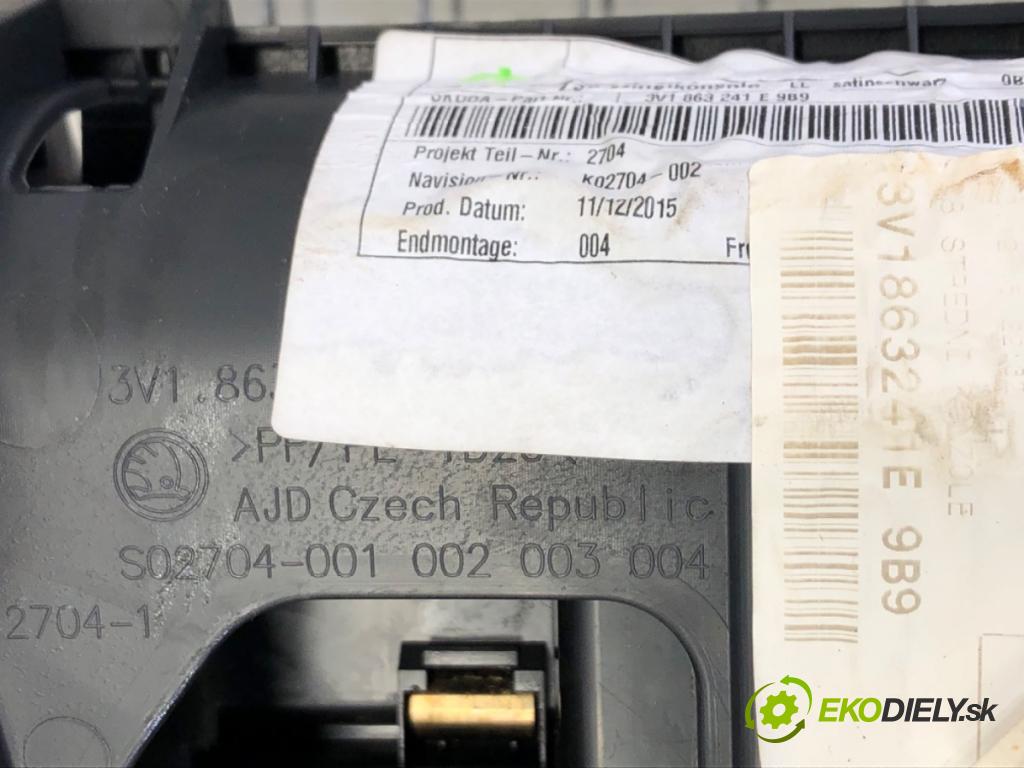 SKODA SUPERB III (3V3) 2015 - 2022    1.4 TSI 110 kW [150 KM] benzyna 2015 - 2022  Tunel stredový 3V1863241E (Stredový tunel / panel)