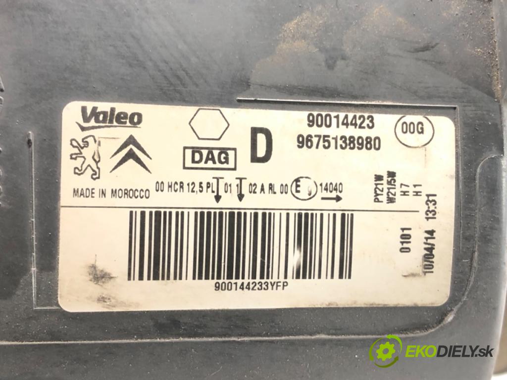 PEUGEOT 301 2012 - 2022    1.6 LPG 85 kW [116 KM] Benzyna / gaz samochodowy (  Svetlomet pravy predný 9675138980