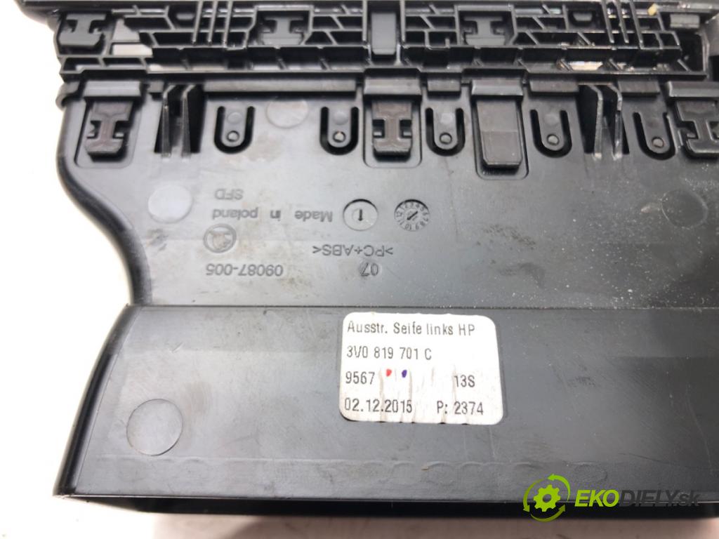 SKODA SUPERB III (3V3) 2015 - 2022    1.4 TSI 110 kW [150 KM] benzyna 2015 - 2022  Mriežky kúrenia ľavá strana 3V0819701C (Mriežky kúrenia (fukáre))