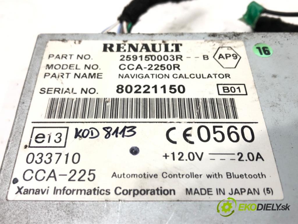 RENAULT LAGUNA III (BT0/1) 2007 - 2015    2.0 16V (BT05, BT0F, BT0W) 103 kW [140 KM] benzyna  čítač navigácie 259150003R (Ostatné)