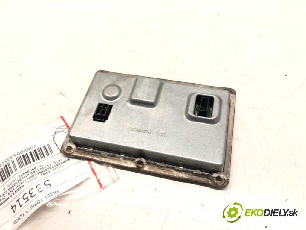 OPEL MERIVA A nadwozie wielkoprzestrzenne (MPV) (X03) 2003 - 2010    1.6 16V (E75) 74 kW [100 KM] benzyna 2003 - 2006  Menič XENON 89030471 (Riadiace jednotky xenónu)