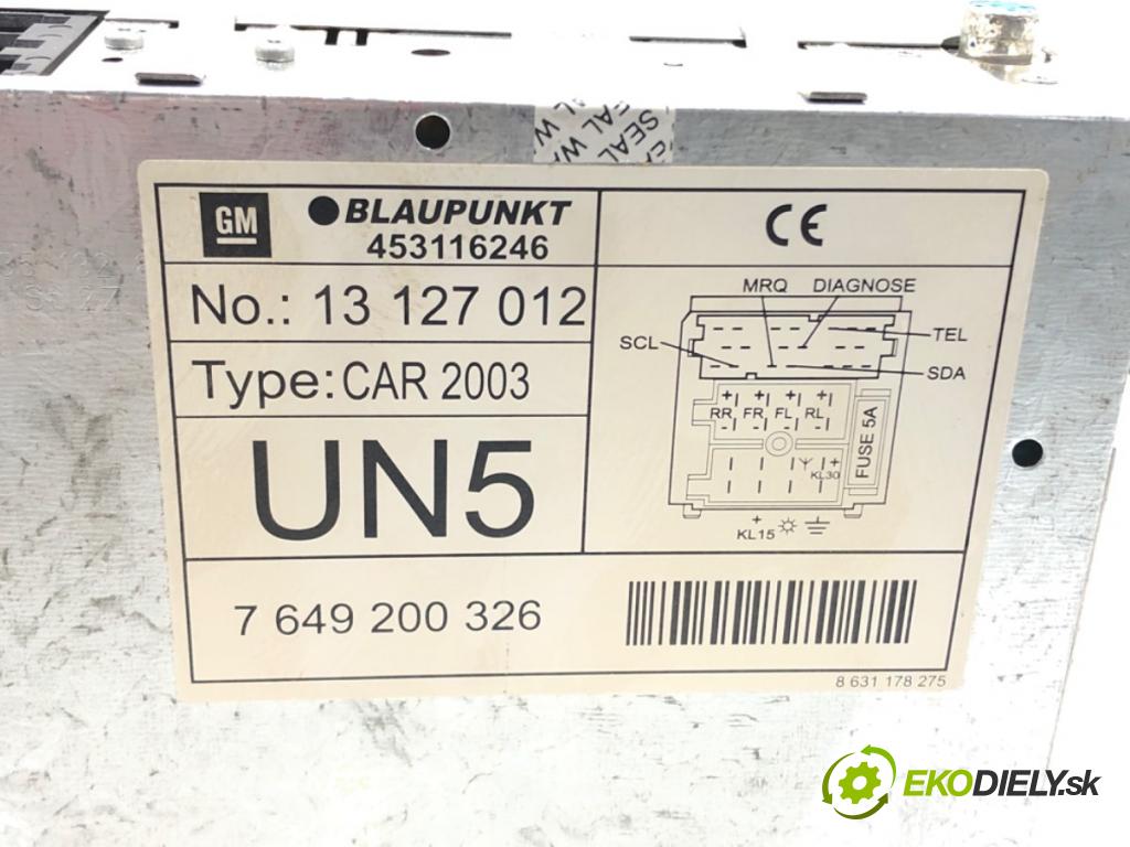 OPEL CORSA C (X01) 2000 - 2009    1.0 (F08, F68) 44 kW [60 KM] benzyna 2003 - 2009  RADIO 13127012 (Audio zariadenia)