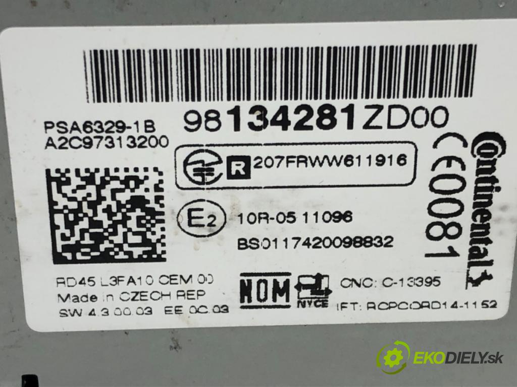 CITROEN C-ELYSEE (DD_) 2012 - 2022    1.6 VTi 115 85 kW [115 KM] benzyna 2012 - 2022  RADIO 98134281ZD00 (Audio zariadenia)