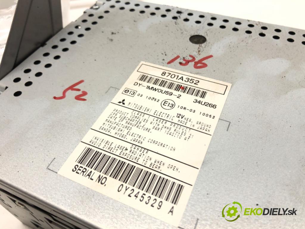 MITSUBISHI ASX (GA_W_) 2009 - 2022    1.6 MIVEC 86 kW [117 KM] benzyna 2010 - 2022  RADIO 8701A352 (Audio zariadenia)