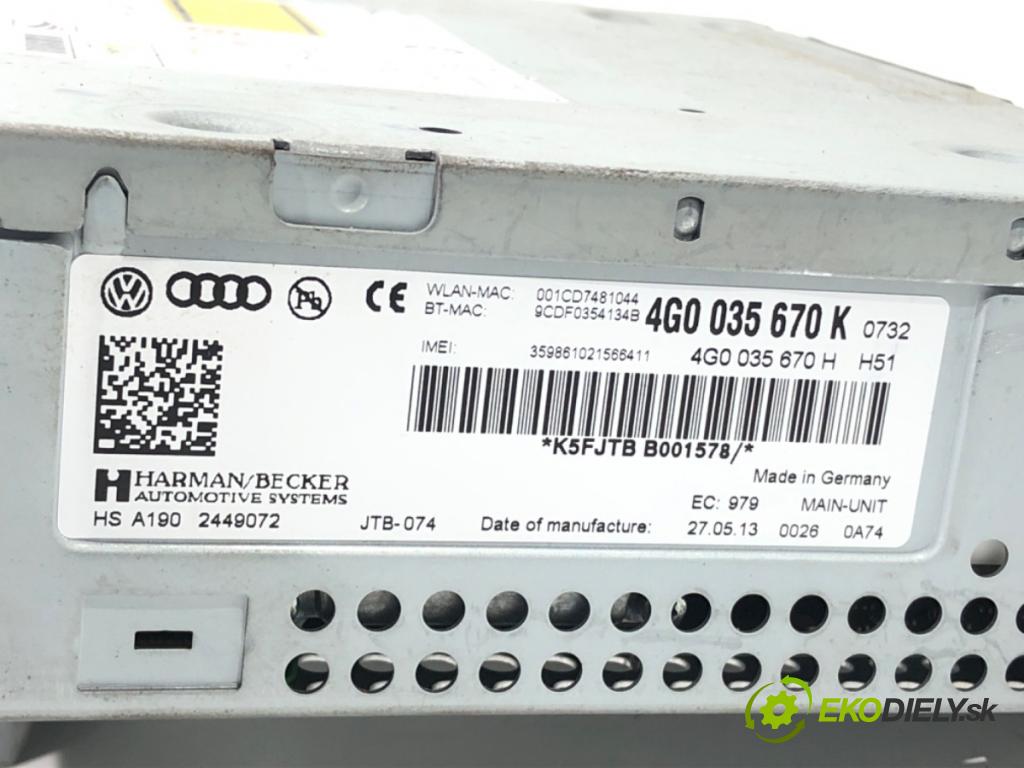 AUDI A6 C7 (4G2, 4GC) 2010 - 2018    3.0 TDI quattro 180 kW [245 KM] olej napędowy 2011  RADIO 4G0035670K (Audio zariadenia)