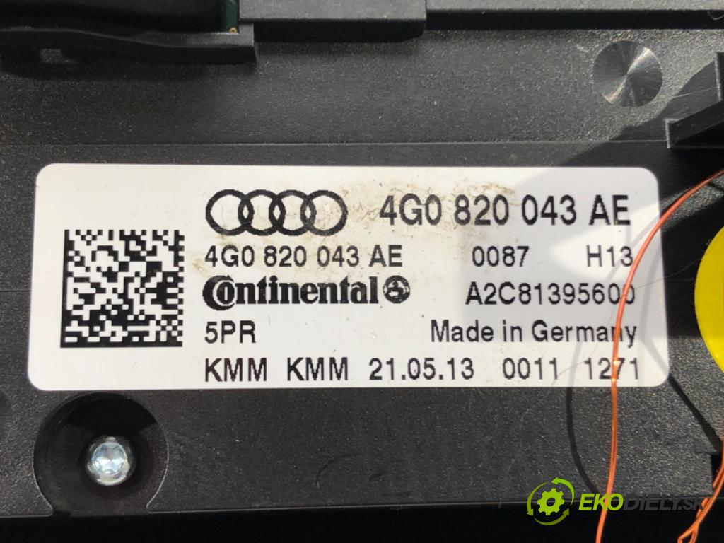 AUDI A6 C7 (4G2, 4GC) 2010 - 2018    3.0 TDI quattro 180 kW [245 KM] olej napędowy 2011  Panel ovládania kúrenia 4G0820043AE (Prepínače, spínače, tlačidlá a ovládače kúrenia)
