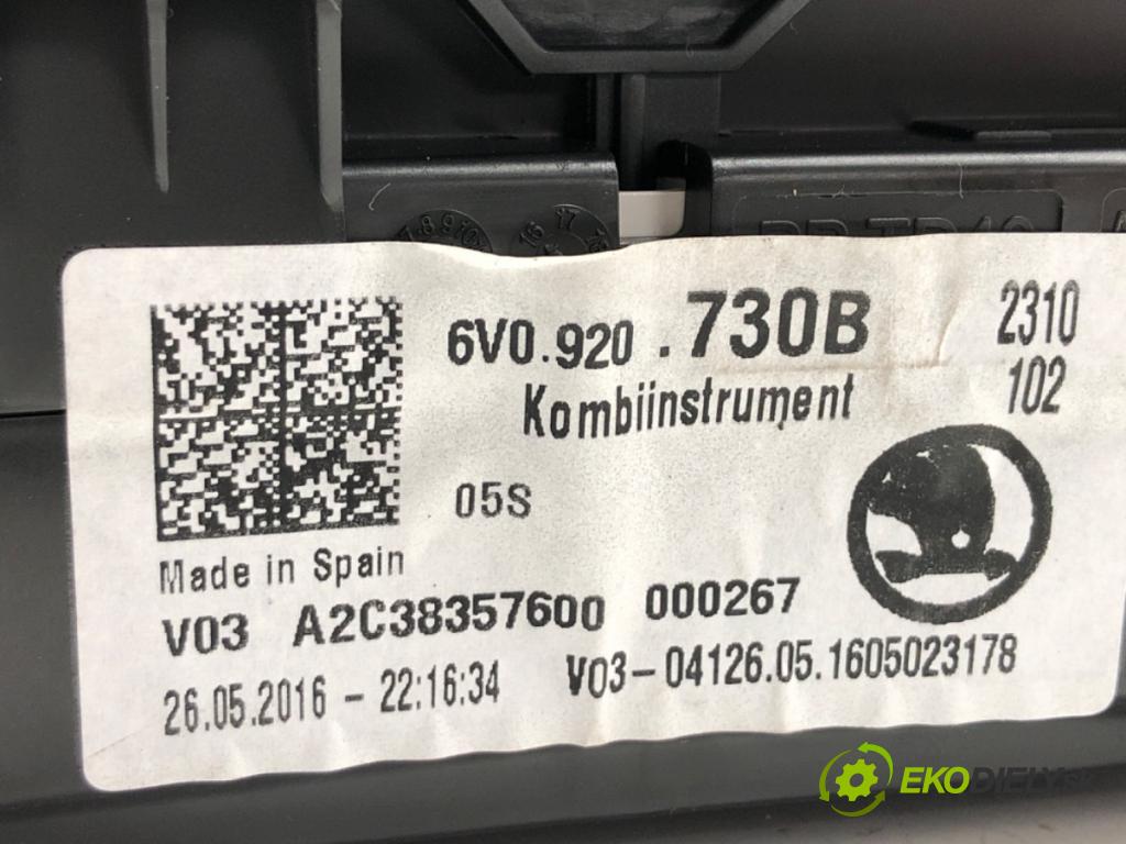 SKODA FABIA III (NJ3) 2014 - 2022    1.2 TSI 66 kW [90 KM] benzyna 2014 - 2022  Prístrojovka 6V0920730B (Prístrojové dosky, displeje)