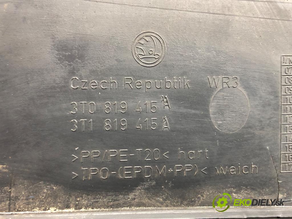 SKODA SUPERB II Kombi (3T5) 2009 - 2015    2.0 TDI 103 kW [140 KM] olej napędowy 2009 - 2010  Torpédo, plast pod čelné okno 3T0819415A (Torpéda)