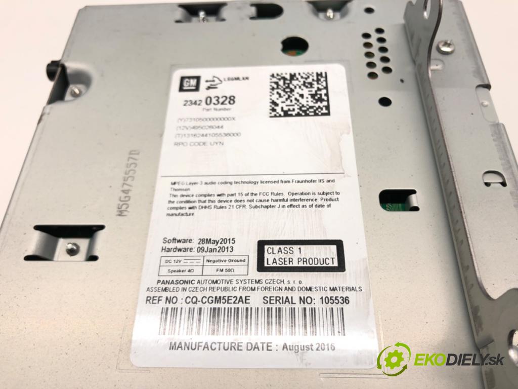 OPEL MERIVA B nadwozie wielkoprzestrzenne (MPV) (S10) 2010 - 2017    1.4 LPG (75) 88 kW [120 KM] Benzyna / gaz samochod  RADIO Navigácia 23420328 (Audio zariadenia)