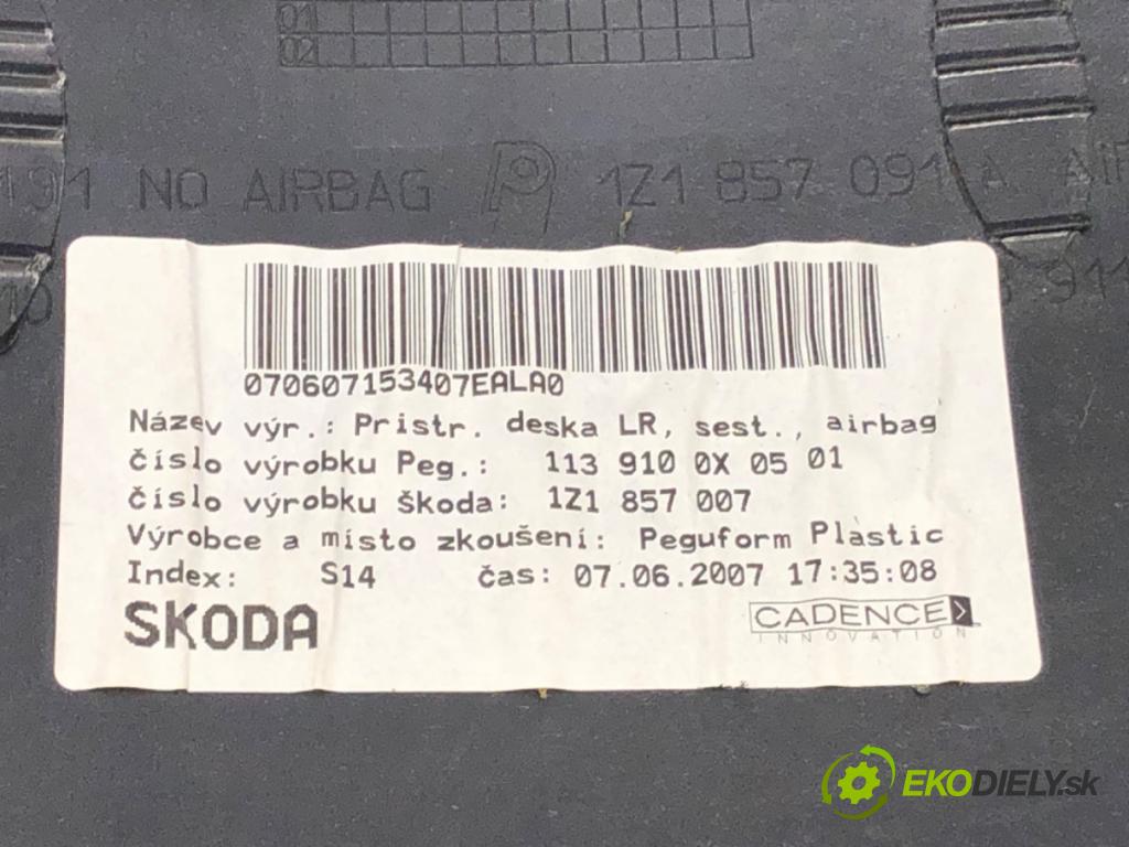 SKODA OCTAVIA II Combi (1Z5) 2004 - 2013    1.6 75 kW [102 KM] benzyna 2004 - 2013  Palubná doska silentbloku airbag pasy