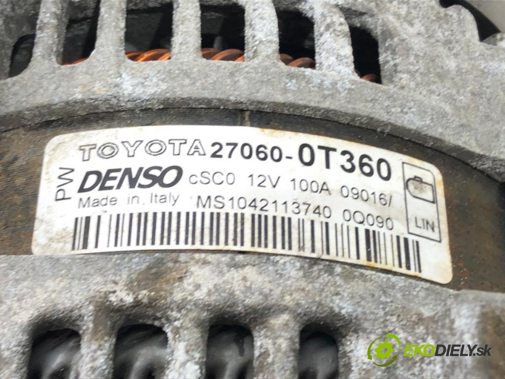 TOYOTA AVENSIS sedan (_T27_) 2008 - 2018    1.8 (ZRT271_) 108 kW [147 KM] benzyna 2008 - 2018  Alternátor 27060-0T360 (Alternátory)