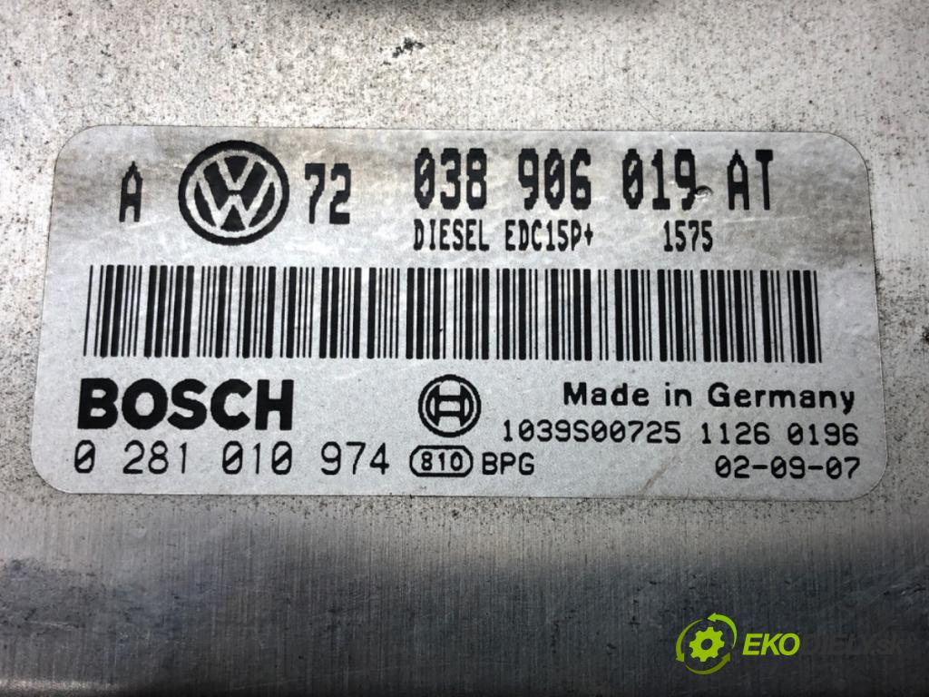 VW GOLF IV Variant (1J5) 1999 - 2006    1.9 TDI 74 kW [101 KM] olej napędowy 2000 - 2006  riadiaca jednotka Motor 038906019AT (Riadiace jednotky)