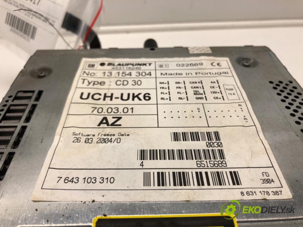 OPEL ASTRA H Kombi (A04) 2004 - 2014    1.7 CDTI (L35) 74 kW [101 KM] olej napędowy 2004 -  RADIO 13154304 (Audio zariadenia)