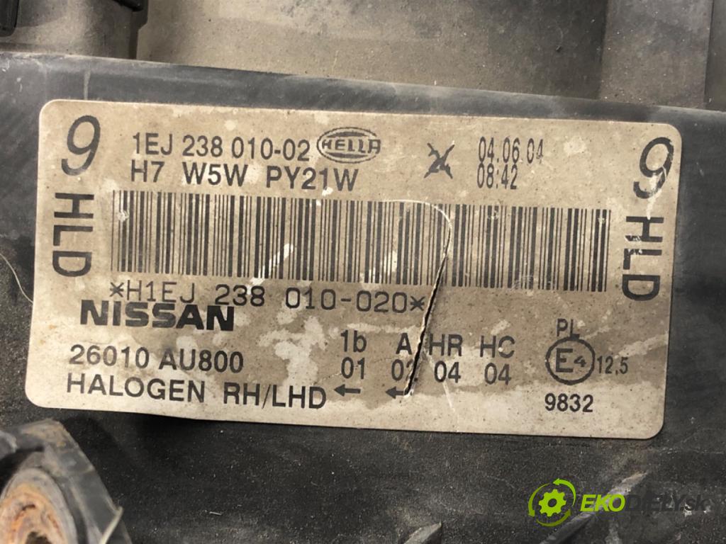 NISSAN PRIMERA (P12) 2002 - 2022    2.0 103 kW [140 KM] benzyna 2002 - 2008  Svetlomet pravy predný