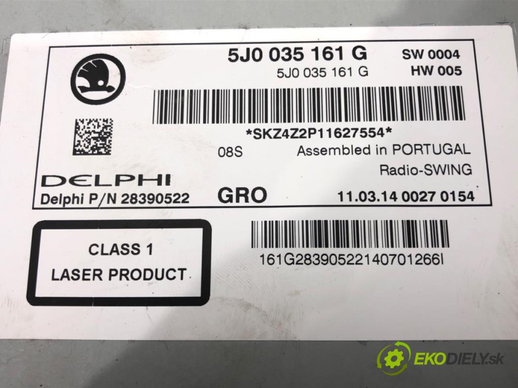 SKODA ROOMSTER Praktik (5J) 2007 - 2015    1.4 63 kW [86 KM] benzyna 2007 - 2015  RADIO 5J0035161G (Audio zariadenia)