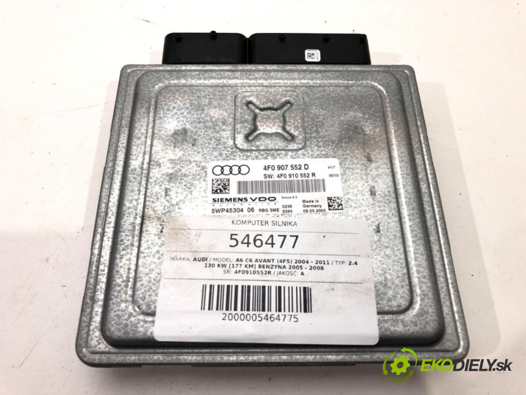 AUDI A6 C6 Avant (4F5) 2004 - 2011    2.4 130 kW [177 KM] benzyna 2005 - 2008  riadiaca jednotka Motor 4F0907552D (Riadiace jednotky)