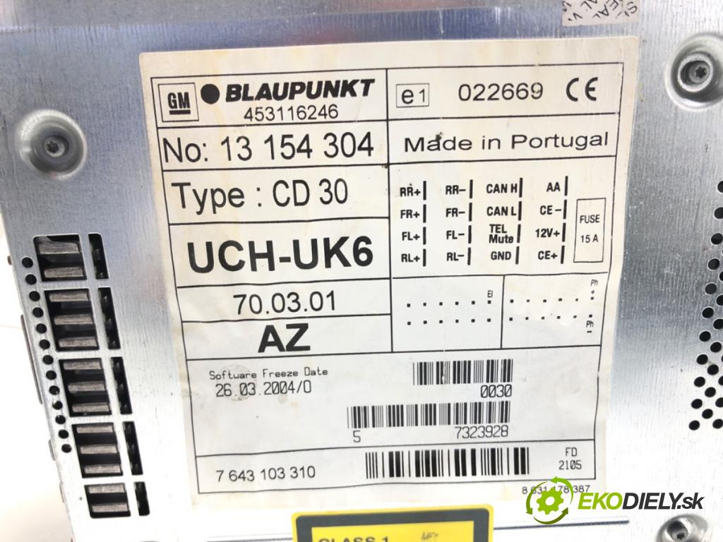 OPEL ZAFIRA B Nadwozie pełne/minivan (A05) 2005 - 2015    1.9 CDTI VAN (M75) 110 kW [150 KM] olej napędowy 2  RADIO 13154304 (Audio zariadenia)