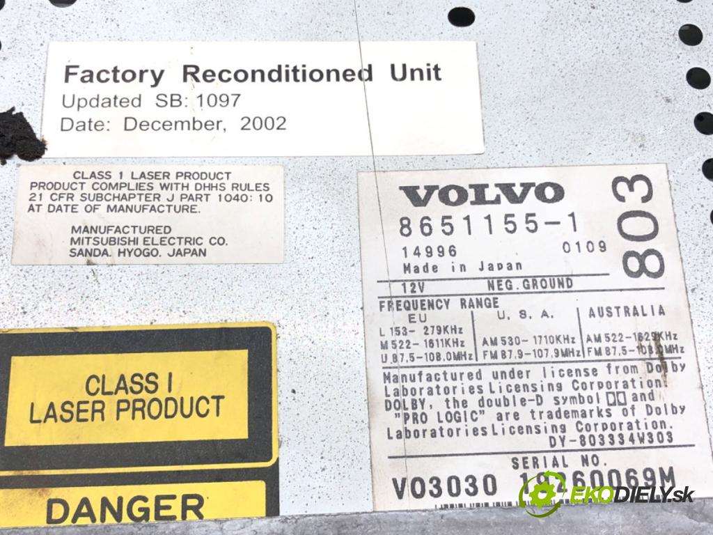 VOLVO V70 II (285) 1999 - 2008    2.4 T AWD 147 kW [200 KM] benzyna 2001 - 2002  RADIO 8651155 (Audio zařízení)