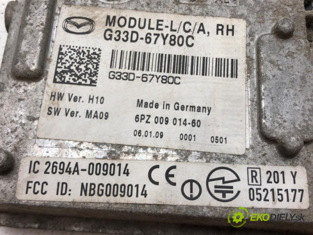 MAZDA 6 Kombi (GH) 2007 - 2013    2.2 MZR-CD (GH10) 136 kW [185 KM] olej napędowy 20  Modul Riadiaca jednotka svetiel G33D-67Y80C (Ostatné)