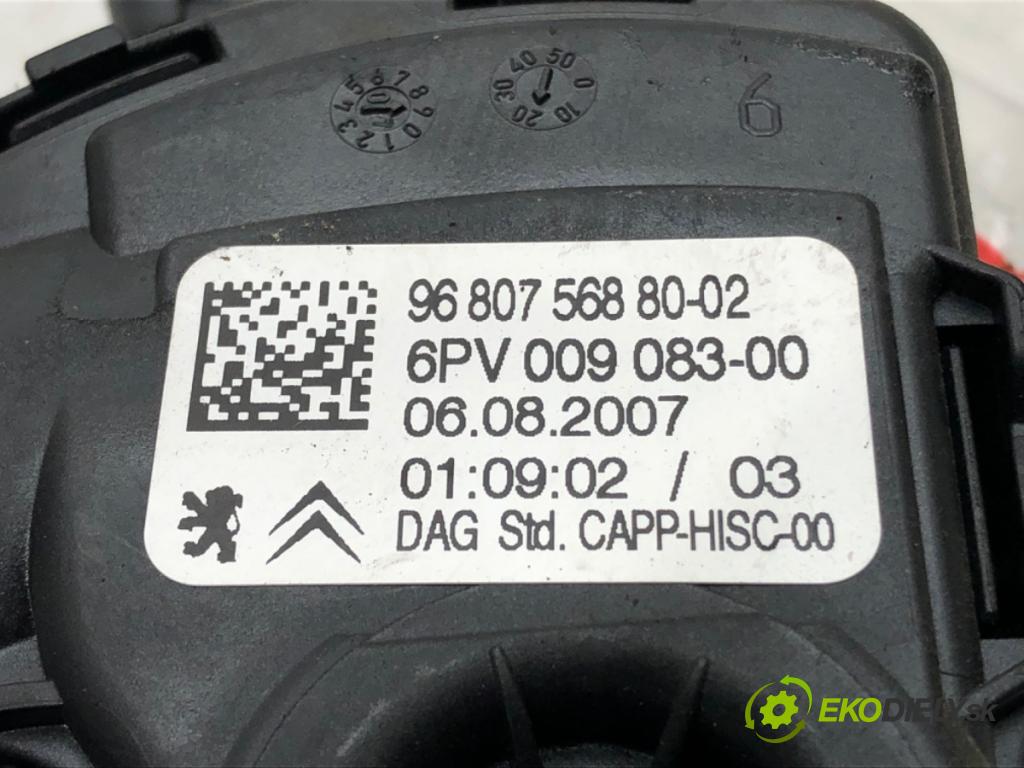 PEUGEOT 207 (WA_, WC_) 2006 - 2015    1.4 54 kW [73 KM] benzyna 2006 - 2013  Potenciometer plynového pedálu 9680756880 (Pedále)