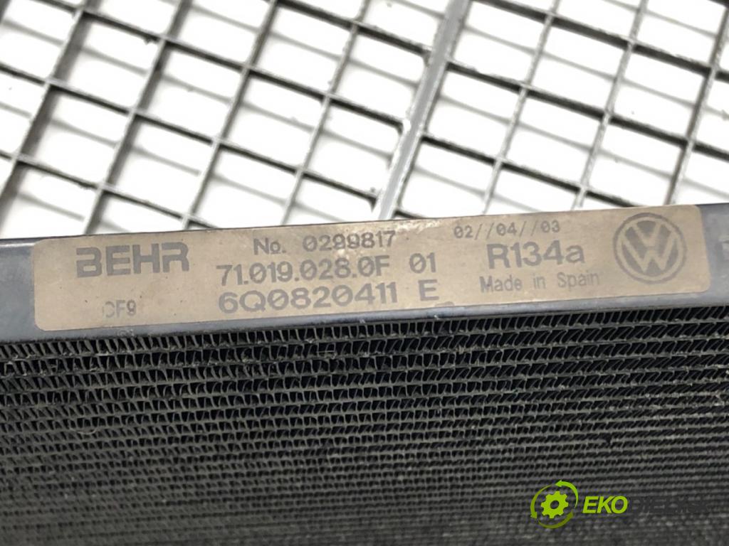 VW POLO (9N_, 9A_) 2001 - 2014    1.2 12V 47 kW [64 KM] benzyna 2001 - 2007  Chladič klimatizácie 6Q0820411E (Chladiče klimatizácie)