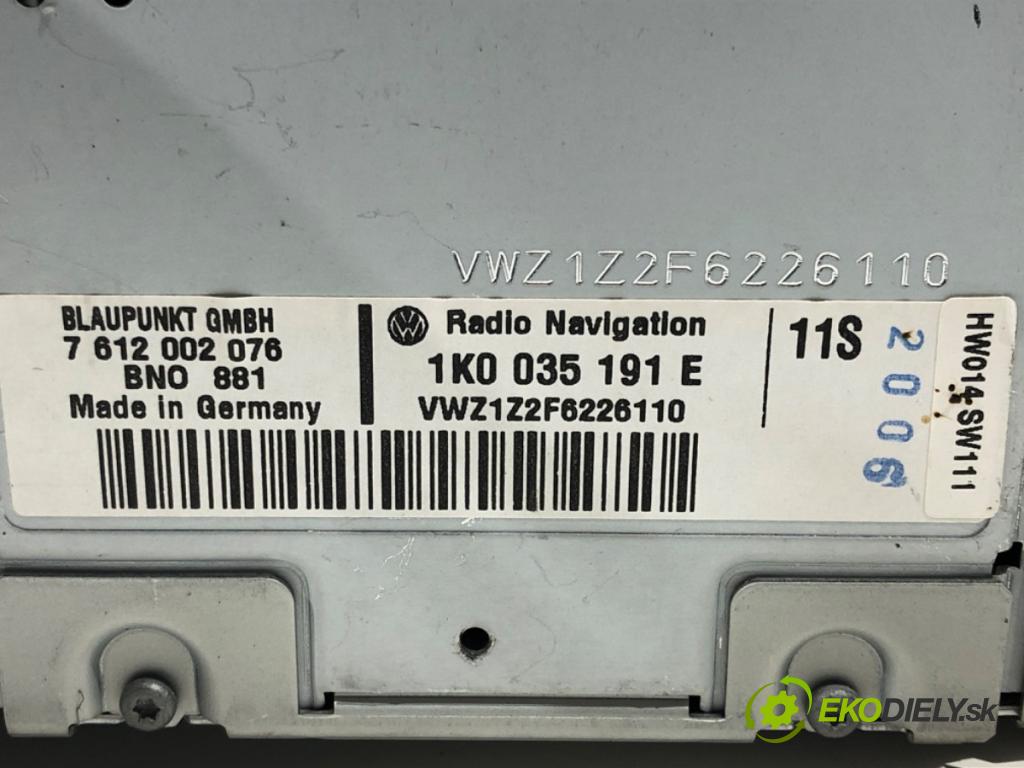 VW PASSAT B6 Variant (3C5) 2005 - 2011    2.0 TDI 103 kW [140 KM] olej napędowy 2005 - 2009  RADIO 1K0035191E (Audio zariadenia)