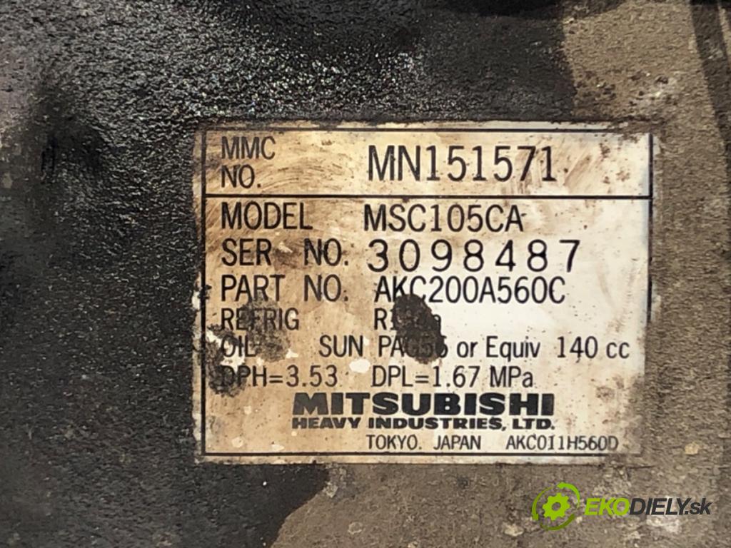 MITSUBISHI OUTLANDER I (CU_W) 2001 - 2008    2.4 HDD Mivec (CU5W) 118 kW [160 KM] benzyna 2001   kompresor klimatizace MN151571 (Kompresory)