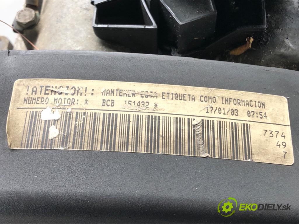 SEAT LEON (1M1) 1999 - 2006    1.6 16 V 77 kW [105 KM] benzyna 2000 - 2006  Motor BCB (Motory (kompletné))