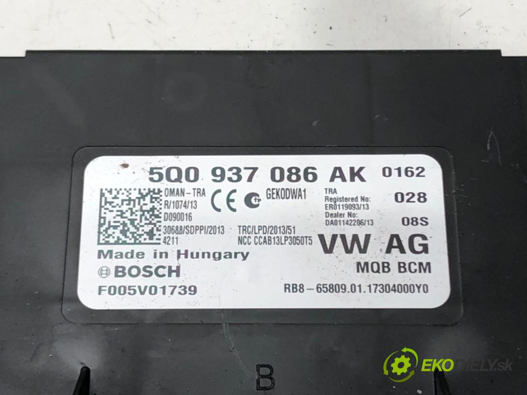 VW GOLF VII Variant (BA5, BV5) 2013 - 2022    1.6 TDI 81 kW [110 KM] olej napędowy 2013 - 2017  Modul komfortu 5Q0937086AK (Moduly komfortu)