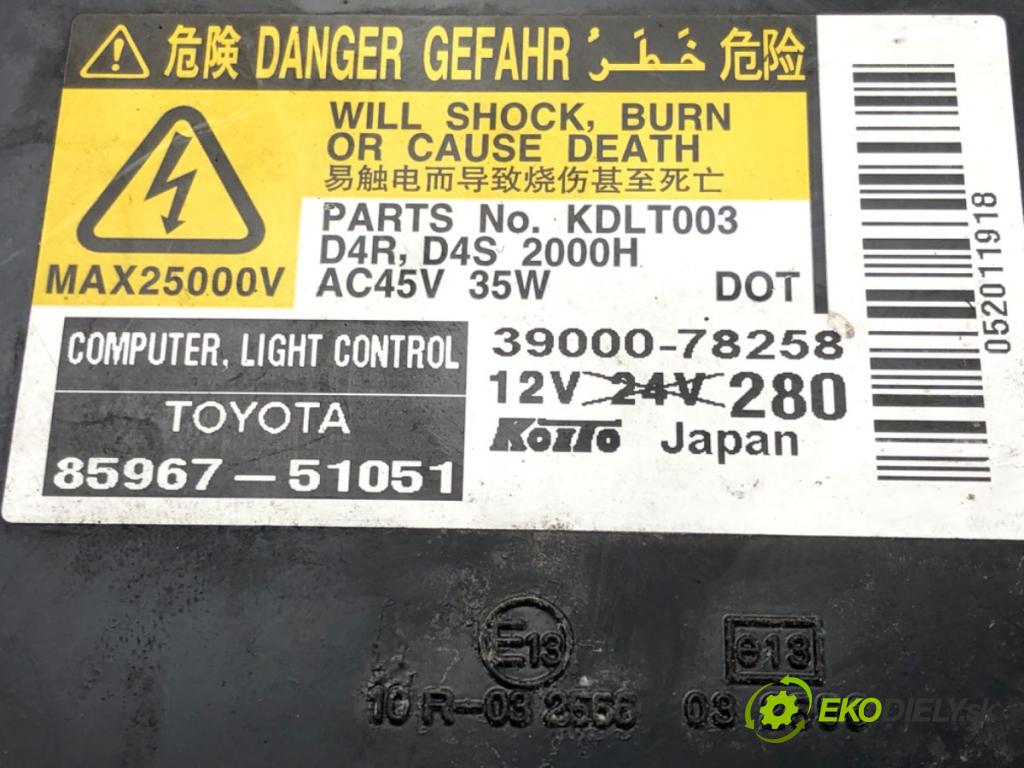 TOYOTA AVENSIS sedan (_T27_) 2008 - 2018    2.2 D-4D (ADT271_) 110 kW [150 KM] olej napędowy 2  Menič XENON 85967-51051 (Riadiace jednotky xenónu)
