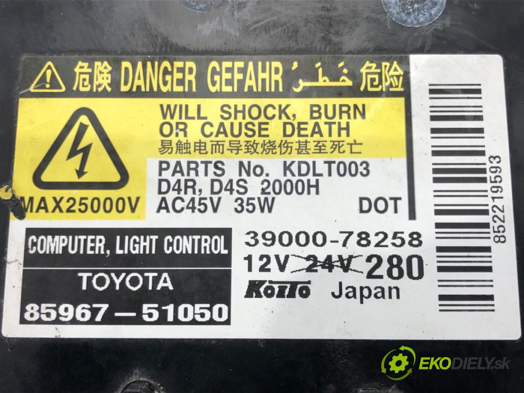 TOYOTA AVENSIS sedan (_T27_) 2008 - 2018    2.2 D-4D (ADT271_) 110 kW [150 KM] olej napędowy 2  Menič XENON 85967-51050 (Riadiace jednotky xenónu)