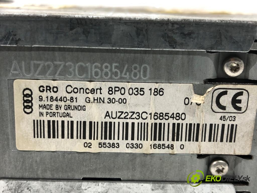 AUDI A3 (8P1) 2003 - 2013    1.6 75 kW [102 KM] benzyna 2003 - 2012  RADIO 8P0035186 (Audio zariadenia)