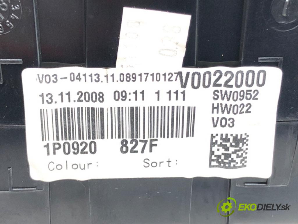 SEAT LEON (1P1) 2005 - 2013    1.4 TSI 92 kW [125 KM] benzyna 2007 - 2012  Prístrojovka 1P0920827F (Prístrojové dosky, displeje)