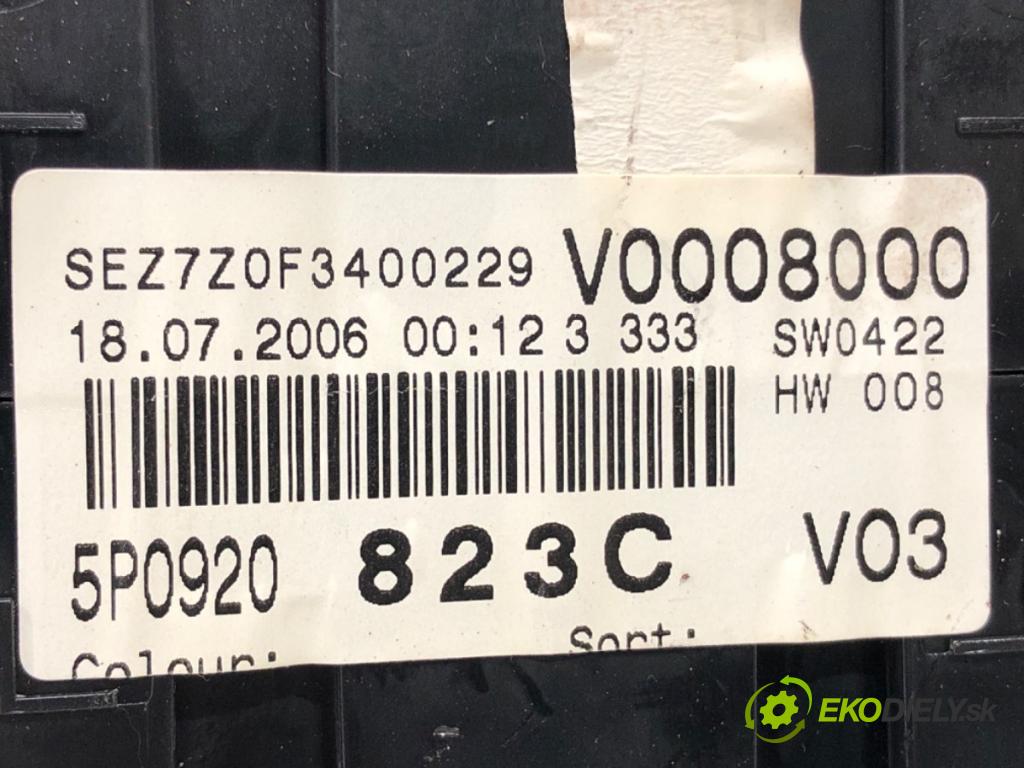 SEAT ALTEA (5P1) 2004 - 2022    1.9 TDI 77 kW [105 KM] olej napędowy 2004 - 2022  Prístrojovka 5P0920823C (Prístrojové dosky, displeje)