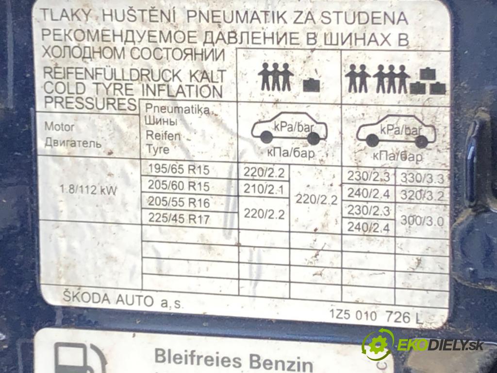 SKODA OCTAVIA II (1Z3) 2004 - 2013    1.8 TSI 112 kW [152 KM] benzyna 2009 - 2013  Dvierka nádrže paliva  (Ostatné)