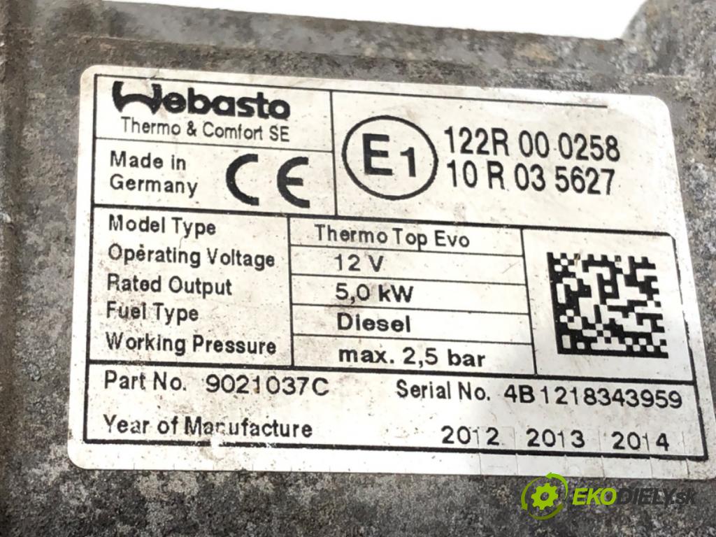 MINI MINI CLUBMAN (R55) 2006 - 2015    Cooper D 82 kW [112 KM] olej napędowy 2010 - 2014  Webasto THERMO TOP EVO 5,0kW (Webasto ohřívače)