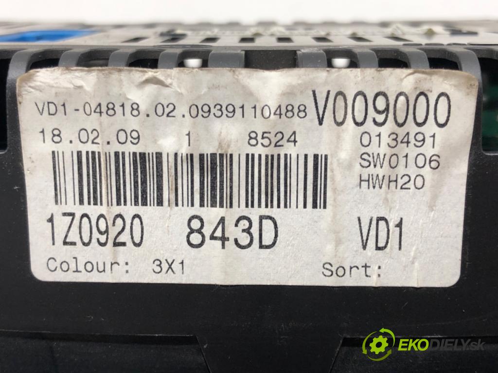 SKODA OCTAVIA II Combi (1Z5) 2004 - 2013    2.0 TDI 103 kW [140 KM] olej napędowy 2005 - 2010  Prístrojovka 1Z0920843D (Prístrojové dosky, displeje)