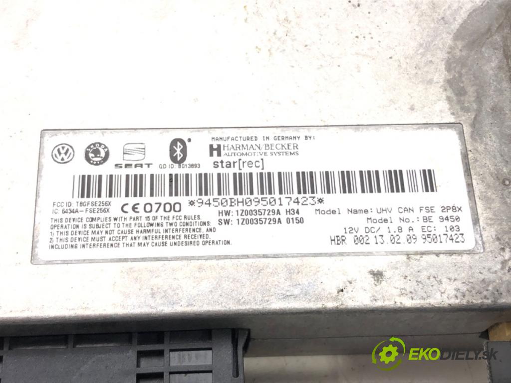SKODA OCTAVIA II Combi (1Z5) 2004 - 2013    2.0 TDI 103 kW [140 KM] olej napędowy 2005 - 2010  modul ROZHRANÍ: 1Z0035729A