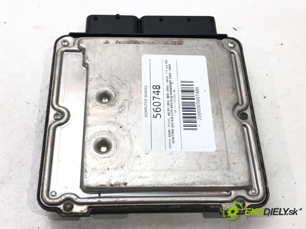 AUDI A8 D3 (4E2, 4E8) 2002 - 2010    4.0 TDI quattro 202 kW [275 KM] olej napędowy 2003  riadiaca jednotka Motor 4E0907409B (Riadiace jednotky)