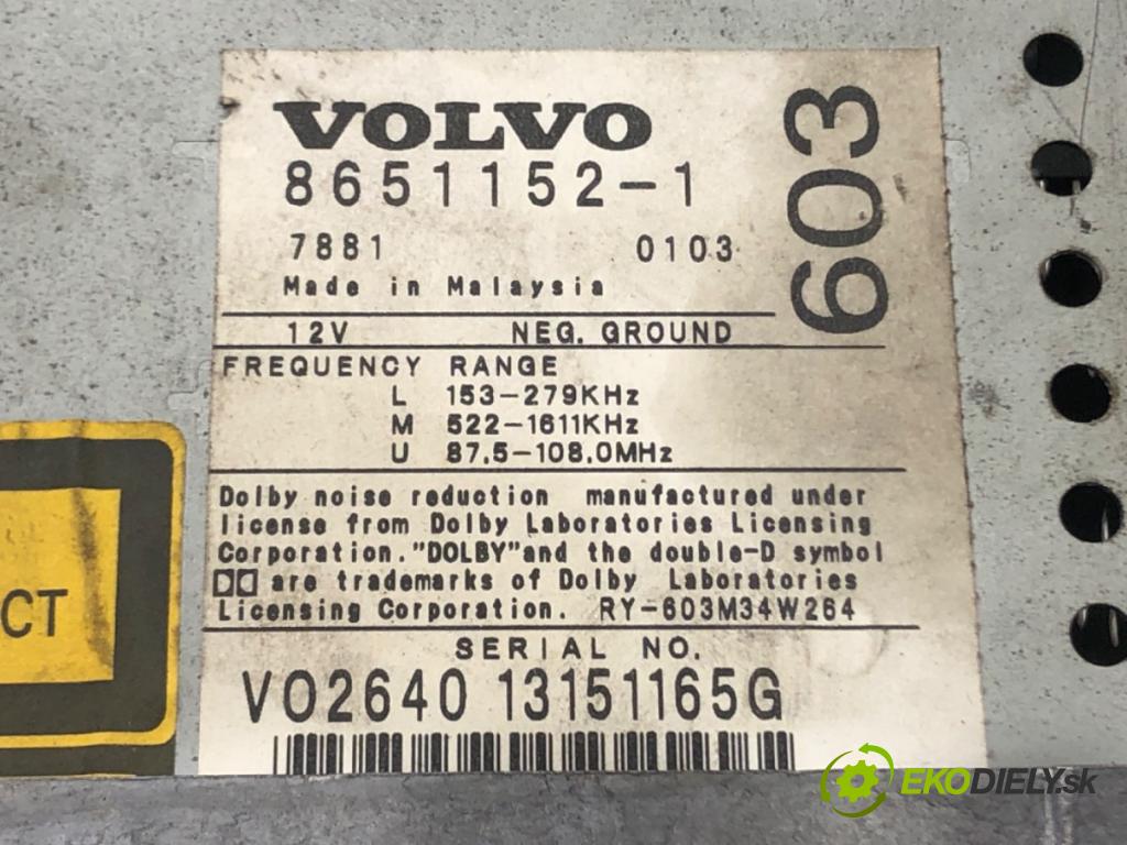 VOLVO S60 I (384) 2000 - 2010    2.4 D5 120 kW [163 KM] olej napędowy 2001 - 2010  RADIO 8651152 (Audio zariadenia)