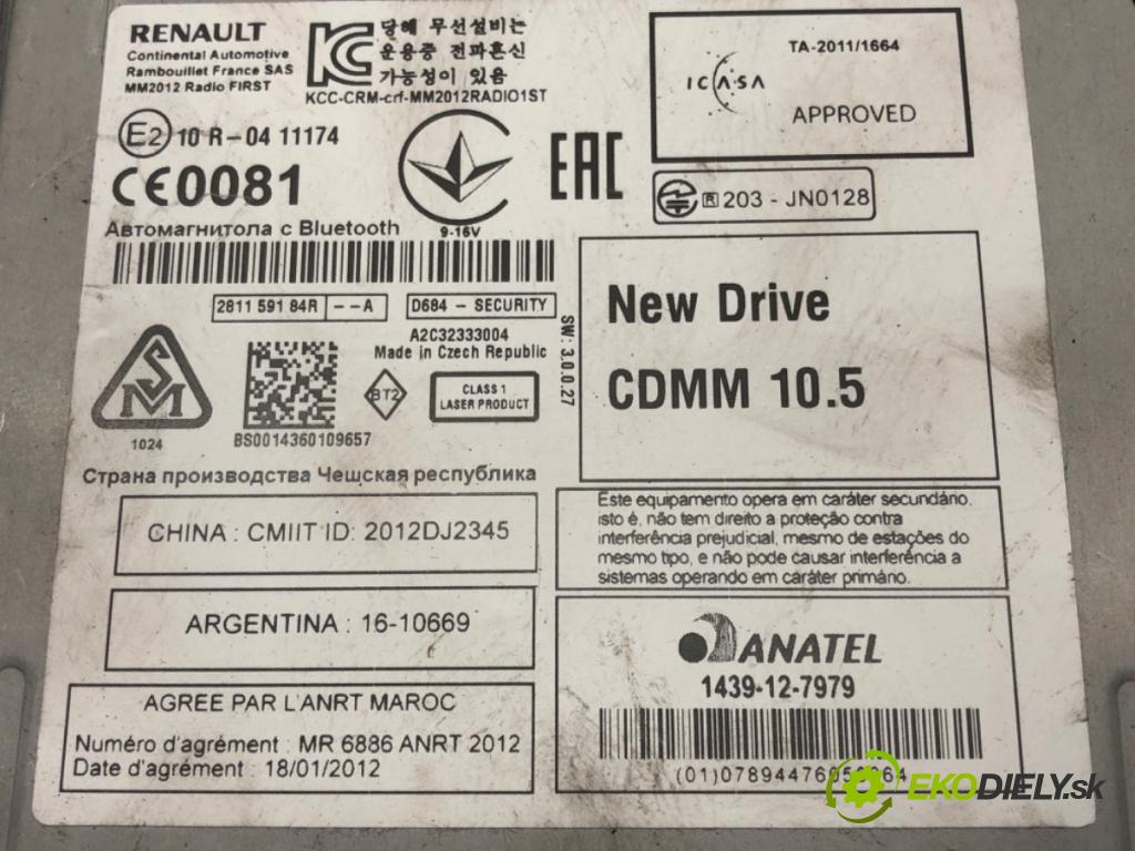 RENAULT MEGANE III Grandtour (KZ0/1) 2008 - 2022    1.5 dCi (KZ09, KZ0D, KZ1G, KZ29, KZ14, KZ1W, KZ10,  RADIO 281159184R (Audio zariadenia)