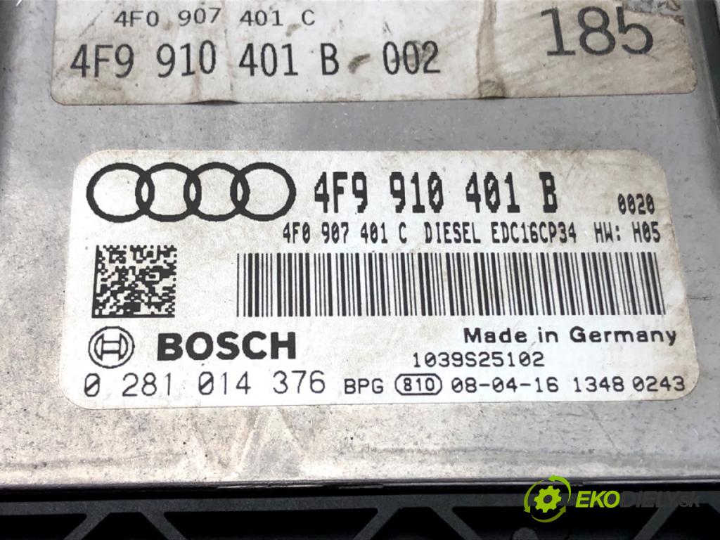 AUDI A6 C6 Avant (4F5) 2004 - 2011    3.0 TDI quattro 171 kW [233 KM] olej napędowy 2006  řídící jednotka motora 4F9910401B 0281014376 (Řídící jednotky)
