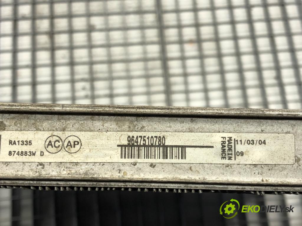 PEUGEOT 206 liftback (2A/C) 1998 - 2012    2.0 HDI 90 66 kW [90 KM] olej napędowy 1999 - 2009  Chladič vody 9647510780 (Chladiče vody)