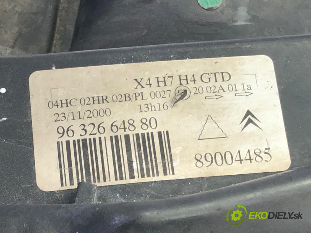 CITROEN C5 I (DC_) 2001 - 2005    2.0 HDi (DCRHZB, DCRHZE) 80 kW [109 KM] olej napęd  Svetlomet ľavy predný 9632664880