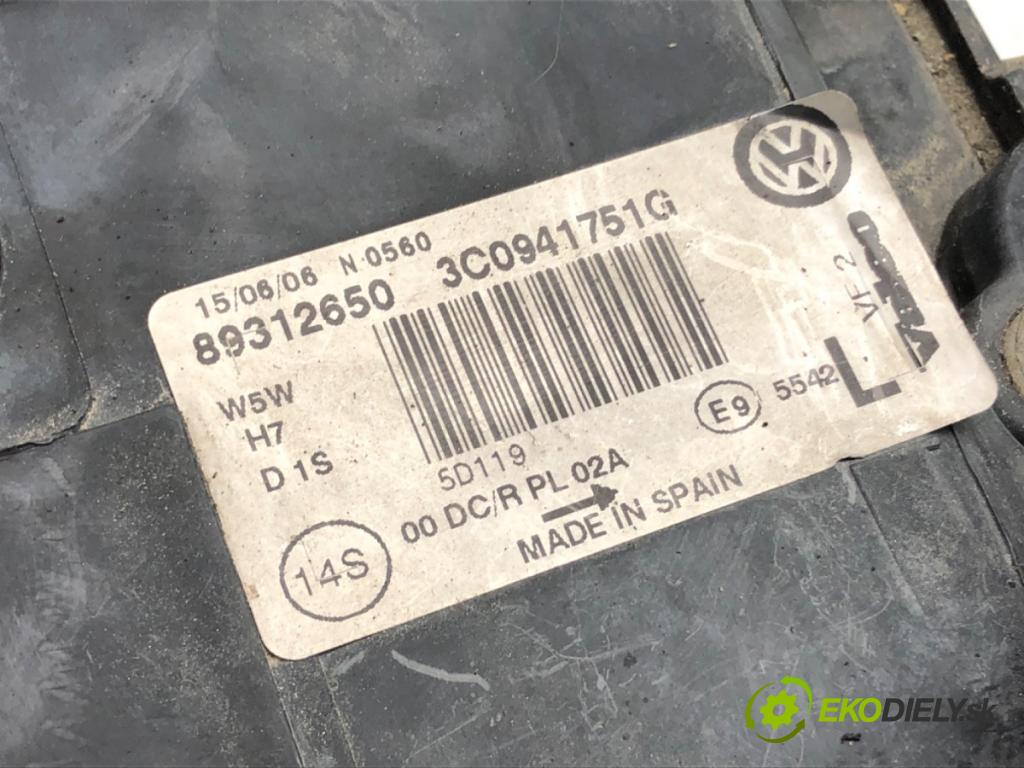 VW PASSAT B6 Variant (3C5) 2005 - 2011    1.9 TDI 77 kW [105 KM] olej napędowy 2005 - 2010  Svetlomet ľavy predný XENON 3C0941751G