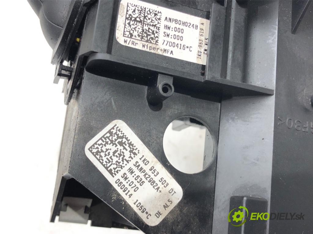 VW TOURAN (1T1, 1T2) 2003 - 2010    2.0 TDI 103 kW [140 KM] olej napędowy 2005 - 2010  Prepínač kombinovaný 1K0953519A 1K0953503DT (Prepínače, spínače, tlačidlá a ovládače kúrenia)