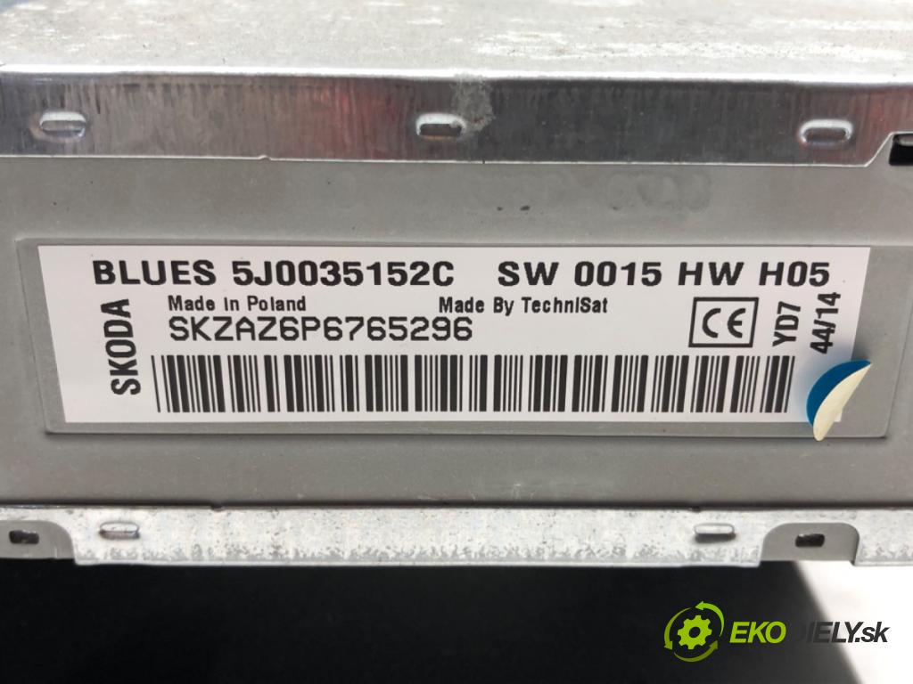 SKODA RAPID (NH3, NK3, NK6) 2012 - 2022    1.6 TDI 66 kW [90 KM] olej napędowy 2013 - 2015  RADIO 5J0035152C (Audio zariadenia)