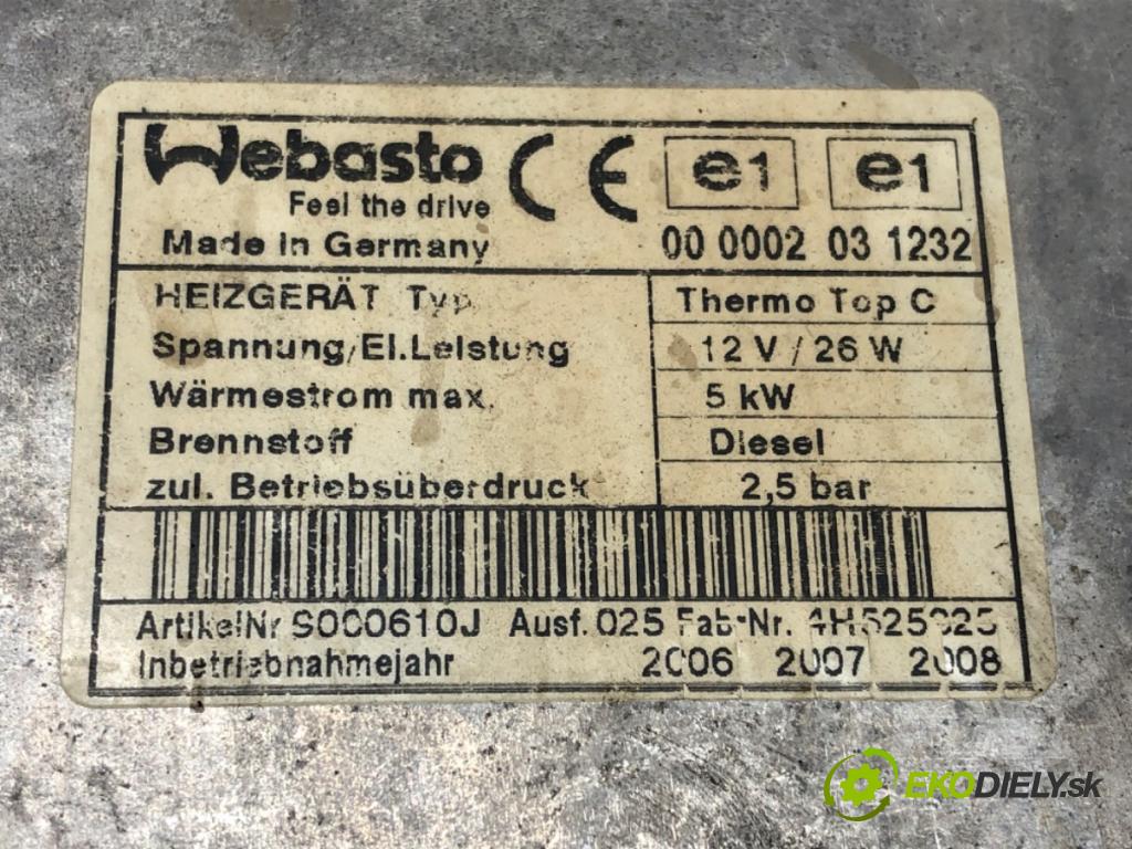 MAZDA 6 Station Wagon (GY) 2002 - 2008    2.0 DI (GY19) 105 kW [143 KM] olej napędowy 2005 - 2007  Webasto RF5C209A0 (Webasto ohřívače)