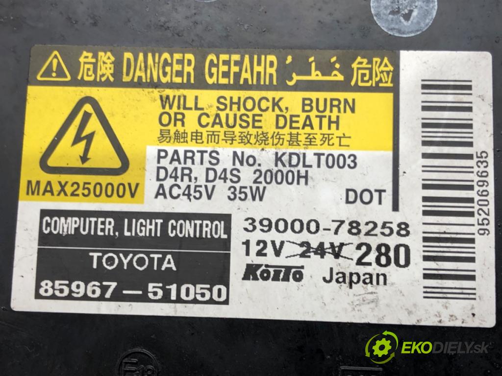 TOYOTA AVENSIS Kombi (_T27_) 2009 - 2018    2.0 D-4D (ADT270_) 93 kW [126 KM] olej napędowy 20  Menič XENON 85967-51050 (Riadiace jednotky xenónu)