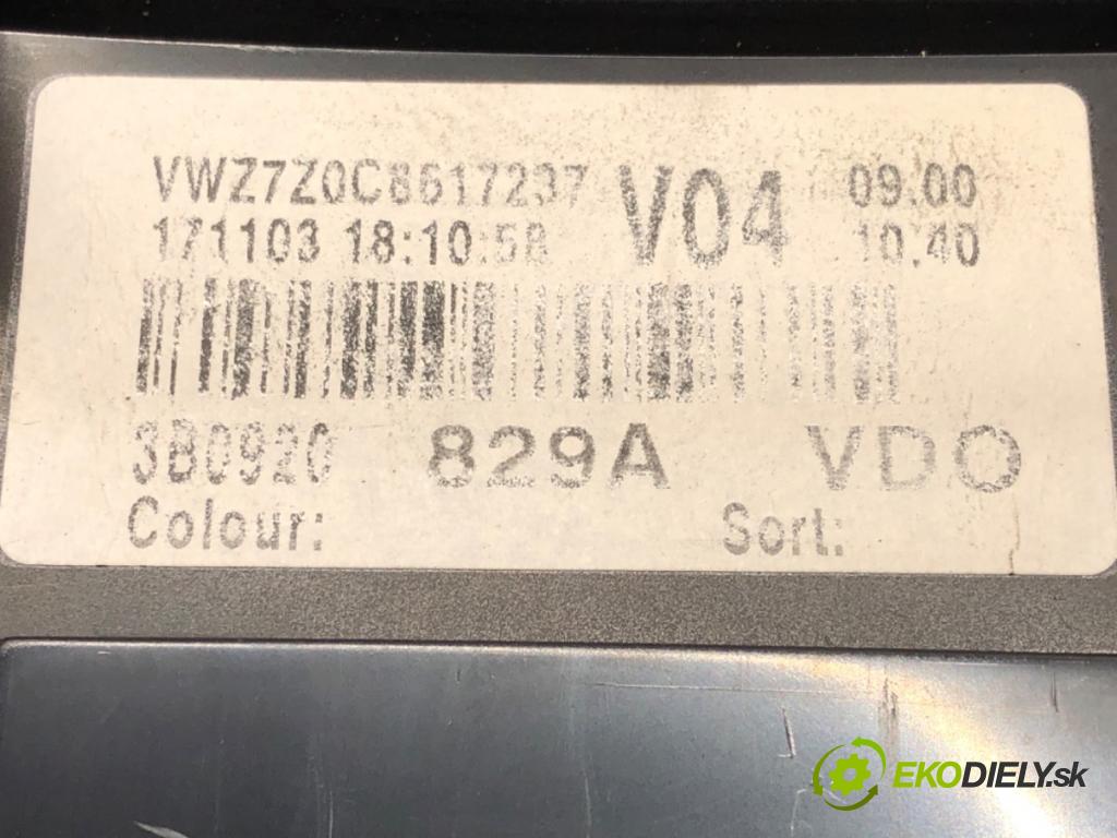 VW PASSAT B5.5 Variant (3B6) 2000 - 2005    1.9 TDI 96 kW [130 KM] olej napędowy 2000 - 2005  Prístrojovka 3B0920829A (Prístrojové dosky, displeje)